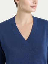 Maglia con scollo a V in Lurex Summertime Blu Donna - Ragno