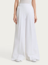 Pantalone lungo a palazzo con tasche e pinces in Compact Light Bianchi Donna - Ragno