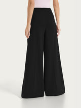 Pantalone lungo a palazzo con tasche e pinces in Compact Light Neri Donna - Ragno