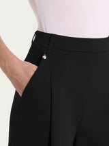 Pantalone lungo a palazzo con tasche e pinces in Compact Light Neri Donna - Ragno