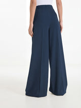 Long palazzo pants with pockets and pleats in Compact Light Blue Women's - Ragno