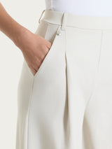 Pantalone lungo a palazzo con tasche e pinces in Compact Light Bianchi Donna - Ragno