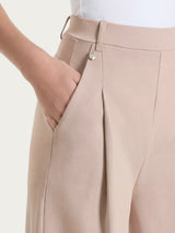 Lange Palazzohose mit Taschen und Abnähern in Compact Light Brown für Damen - Ragno