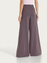 Pantalone lungo a palazzo con tasche e pinces in Compact Light Marroni Donna - Ragno