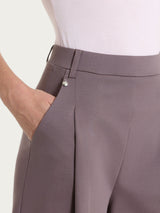 Pantalone lungo a palazzo con tasche e pinces in Compact Light Marroni Donna - Ragno
