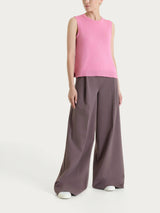 Pantalone lungo a palazzo con tasche e pinces in Compact Light Marroni Donna - Ragno