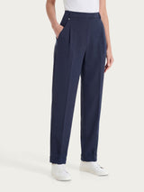 Pantalone a carota con tasche e pinces in Compact Light Blu Donna - Ragno