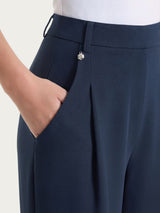 Pantalone a carota con tasche e pinces in Compact Light Blu Donna - Ragno