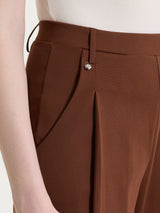 Pantalone a carota con tasche e pinces in Compact Light Marroni Donna - Ragno