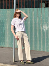 Pantalone a carota con tasche e pinces in Compact Light Bianchi Donna - Ragno