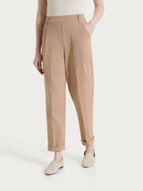 Pantalone a carota con tasche e pinces in Compact Light Marroni Donna - Ragno