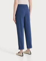 Pantalone a carota con tasche e pinces in Compact Light Blu Donna - Ragno