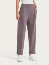 Pantalone a carota con tasche e pinces in Compact Light Marroni Donna - Ragno