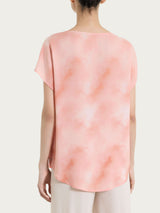 Blusa con manica corta e fantasia in Voile di Viscosa Satin Rosa Donna - Ragno