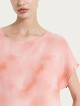 Blusa con manica corta e fantasia in Voile di Viscosa Satin Rosa Donna - Ragno