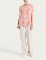 Blusa con manica corta e fantasia in Voile di Viscosa Satin Rosa Donna - Ragno