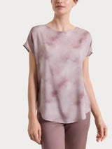 Kurzärmelige, gemusterte Bluse in Braun Ecoseta Women - Ragno
