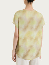 Blusa con manica corta e fantasia in Voile di Viscosa Satin Verdi Donna - Ragno
