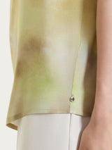 Blusa con manica corta e fantasia in Voile di Viscosa Satin Verdi Donna - Ragno