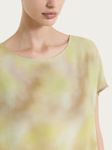 Blusa con manica corta e fantasia in Voile di Viscosa Satin Verdi Donna - Ragno