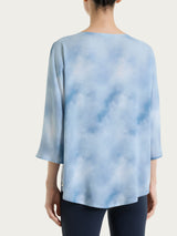 Blusa con manica 3/4 e fantasia in Voile di Viscosa Satin Azzurri Donna - Ragno