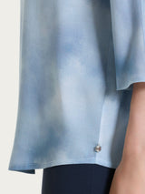 Blusa con manica 3/4 e fantasia in Voile di Viscosa Satin Azzurri Donna - Ragno