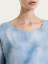 Blusa con manica 3/4 e fantasia in Voile di Viscosa Satin Azzurri Donna - Ragno