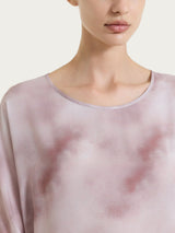 Blusa con manica 3/4 e fantasia in Voile di Viscosa Satin Marroni Donna - Ragno