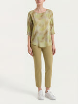Blusa con manica 3/4 e fantasia in EcoSeta Verdi Donna - Ragno