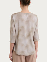Blusa con manica 3/4 e fantasia in Voile di Viscosa Satin Marroni Donna - Ragno