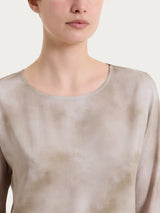 Blusa con manica 3/4 e fantasia in Voile di Viscosa Satin Marroni Donna - Ragno