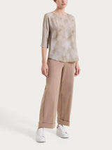 Blusa con manica 3/4 e fantasia in Voile di Viscosa Satin Marroni Donna - Ragno