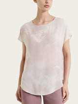 Blusa con manica corta e fantasia in EcoSeta Bianchi Donna - Ragno