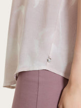 Blusa con manica corta e fantasia in EcoSeta Bianchi Donna - Ragno