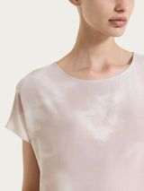 Blusa con manica corta e fantasia in EcoSeta Bianchi Donna - Ragno