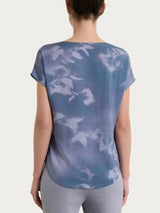 Blusa con manica corta e fantasia in EcoSeta Grigi Donna - Ragno