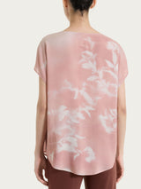 Blusa con manica corta e fantasia in Voile di Viscosa Satin Rosa Donna - Ragno
