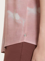 Blusa con manica corta e fantasia in Voile di Viscosa Satin Rosa Donna - Ragno