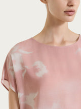 Blusa con manica corta e fantasia in EcoSeta Rosa Donna - Ragno