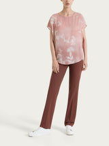 Blusa con manica corta e fantasia in Voile di Viscosa Satin Rosa Donna - Ragno