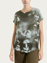 Blusa con manica corta e fantasia in EcoSeta Verdi Donna - Ragno