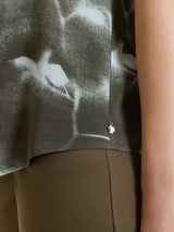 Blusa con manica corta e fantasia in EcoSeta Verdi Donna - Ragno