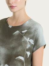 Blusa con manica corta e fantasia in EcoSeta Verdi Donna - Ragno