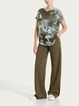 Blusa con manica corta e fantasia in EcoSeta Verdi Donna - Ragno