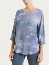 Blusa con manica 3/4 e fantasia in EcoSeta Grigi Donna - Ragno