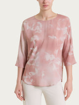 Blusa con manica 3/4 e fantasia in Voile di Viscosa Satin Rosa Donna - Ragno