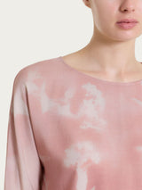 Blusa con manica 3/4 e fantasia in Voile di Viscosa Satin Rosa Donna - Ragno