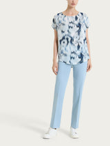 Blusa con manica corta e fantasia in EcoSeta Blu Donna - Ragno