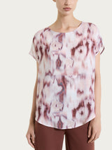 Blusa con manica corta e fantasia in EcoSeta Marroni Donna - Ragno