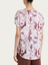 Blusa con manica corta e fantasia in EcoSeta Marroni Donna - Ragno